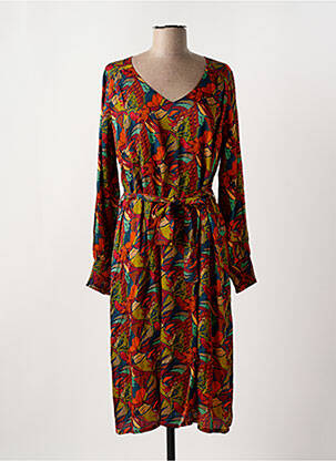 Robe mi-longue imprimé fantaisie manches longues rouge LA FIANCÉE femme