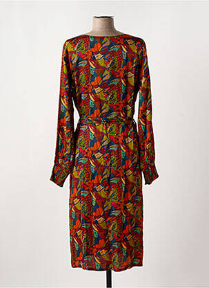 Robe mi-longue coupe fluide manches longues rouge LA FIANCÉE femme