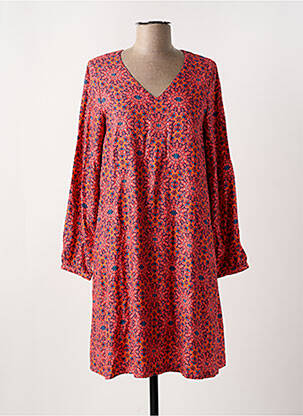 Robe mi-longue imprimé fantaisie manches longues rose LA FIANCÉE femme