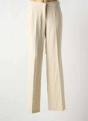 Pantalon droit tissage crêpe taille haute beige TONI femme