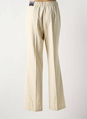 Pantalon droit tissage crêpe taille haute beige TONI femme