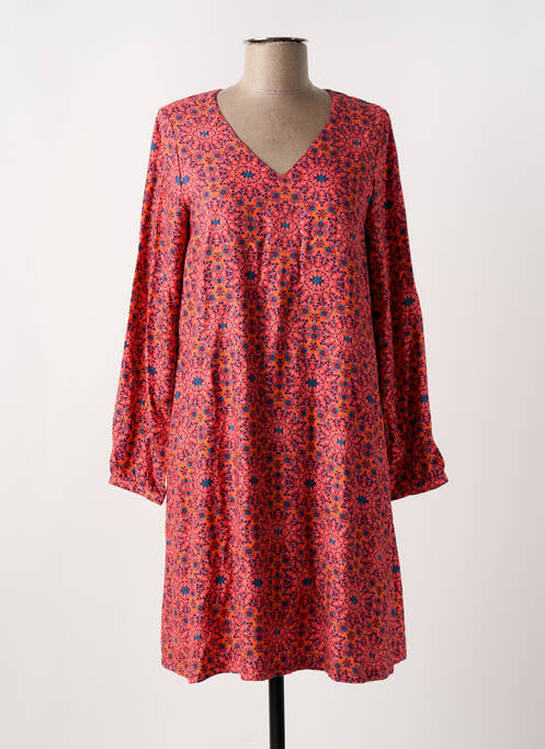 Robe mi-longue imprimé fantaisie manches longues rose LA FIANCÉE femme
