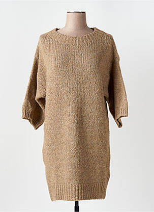 Robe pull tissage chiné manches 3/4 marron LOLA ESPELETA femme