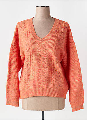 Pull tissage chiné manches longues orange LOLA ESPELETA femme