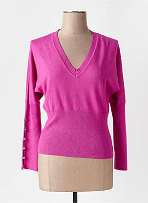 Pull col v manches longues rose MARBLE femme