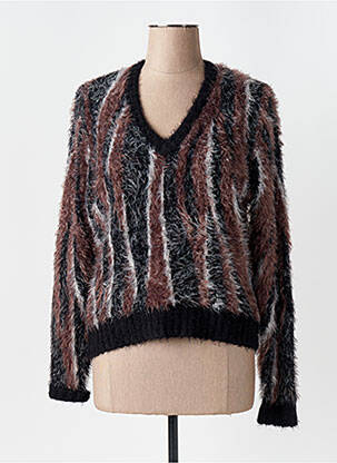 Pull col v manches longues noir MARBLE femme