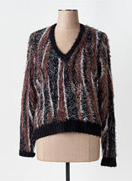 Pull col v manches longues noir MARBLE femme