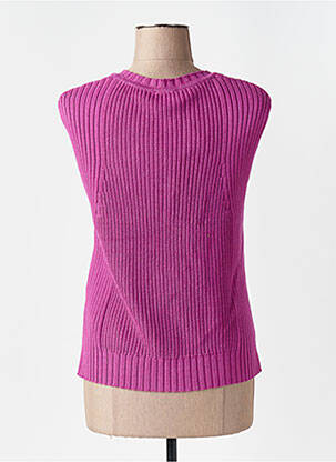 Pull coupe cintrée sans manche rose MARBLE femme