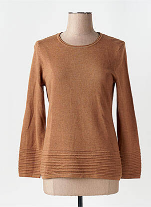Pull tissage chiné manches longues marron MARBLE femme
