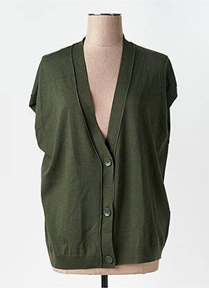 Gilet manches courtes resserrée sur le bas vert CECIL femme