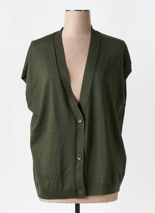 Gilet manches courtes resserrée sur le bas vert CECIL femme