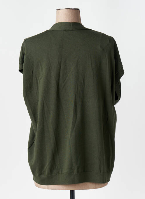 Gilet manches courtes resserrée sur le bas vert CECIL femme