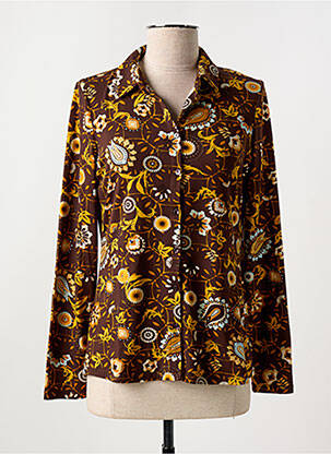 Chemisier imprimé fleurs manches longues marron SURKANA femme