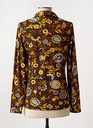 Chemisier imprimé fleurs manches longues marron SURKANA femme
