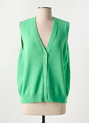 Gilet sans manche fermeture boutonnée sur le devant vert CECIL femme
