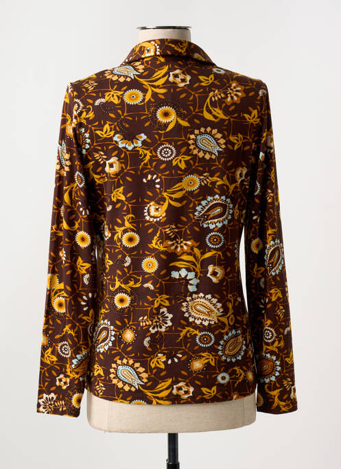 Chemisier imprimé fleurs manches longues marron SURKANA femme