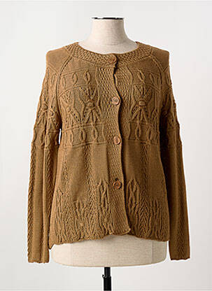 Gilet manches longues col rond marron BARILOCHE femme