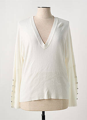 Pull coupe cintrée manches longues blanc MARBLE femme