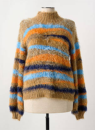 Pull coupe cintrée manches longues marron MARBLE femme