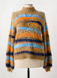 Pull coupe cintrée manches longues marron MARBLE femme