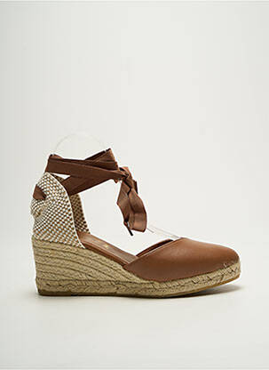 Espadrilles fermeture lacets talon de 7 à 9cm marron LA MAISON DE L'ESPADRILLE femme