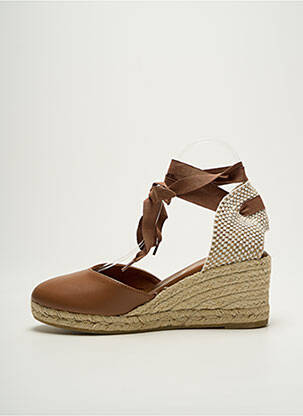 Espadrilles fermeture lacets talon de 7 à 9cm marron LA MAISON DE L'ESPADRILLE femme