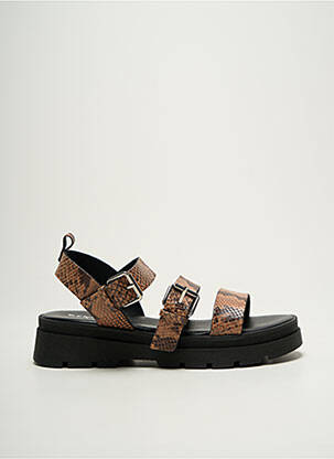 Sandales/nu pieds matière lisse talon de 4 à 6cm marron REQINS femme