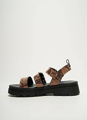 Sandales/nu pieds matière lisse talon de 4 à 6cm marron REQINS femme