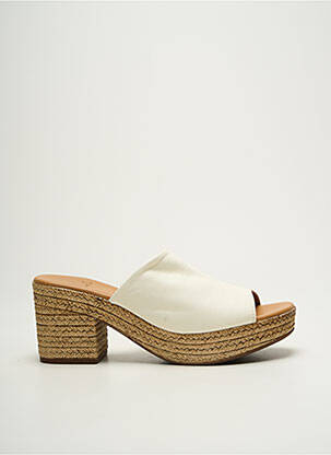 Mules/sabots matière lisse talon de 7 à 9cm blanc ALIWELL femme