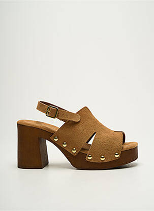 Sandales/nu pieds semi compensé talon de 7 à 9cm marron COCO ET ABRICOT femme