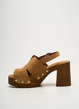 Sandales/nu pieds semi compensé talon de 7 à 9cm marron COCO ET ABRICOT femme