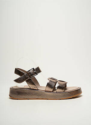 Sandales/nu pieds matière lisse talon de 4 à 6cm marron REQINS femme