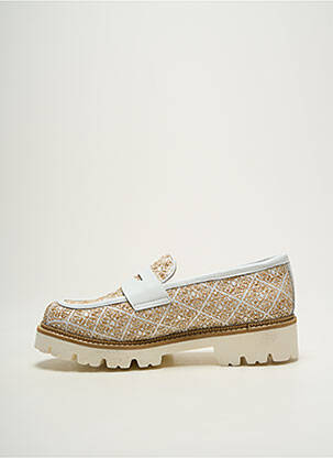 Mocassins tissage satiné talon plat jusqu'à 3cm blanc MYMA femme