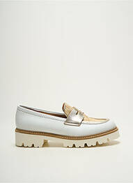 Mocassins tissage satiné talon de 4 à 6cm blanc MYMA femme