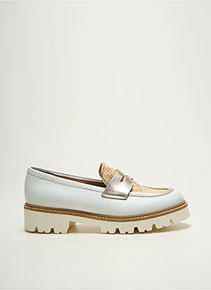 Mocassins tissage satiné talon de 4 à 6cm blanc MYMA femme