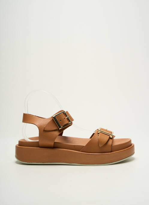 Sandales/nu pieds matière lisse talon de 4 à 6cm marron COCO ET ABRICOT femme