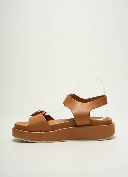 Sandales/nu pieds matière lisse talon de 4 à 6cm marron COCO ET ABRICOT femme