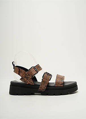 Sandales/nu pieds matière lisse talon de 4 à 6cm marron REQINS femme