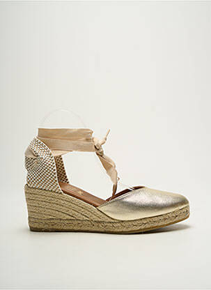 Espadrilles tissage satiné talon de 7 à 9cm or LA MAISON DE L'ESPADRILLE femme