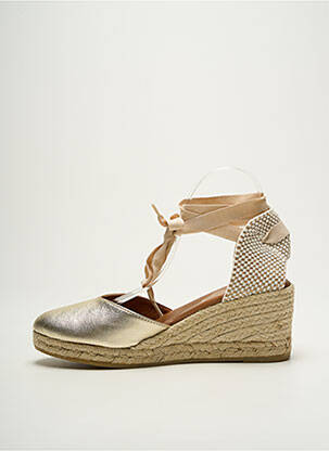 Espadrilles tissage satiné talon de 7 à 9cm or LA MAISON DE L'ESPADRILLE femme