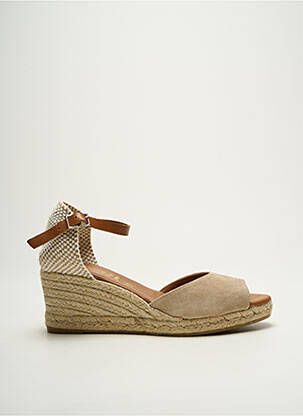 Espadrilles nubuck talon de 7 à 9cm beige LA MAISON DE L'ESPADRILLE femme