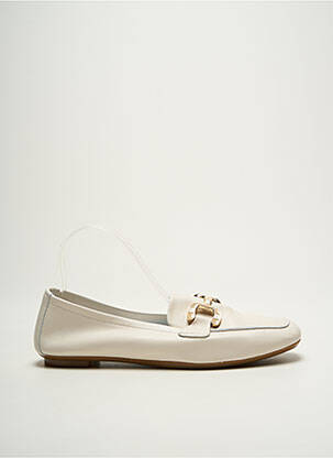 Mocassins tissage satiné talon plat jusqu'à 3cm beige REQINS femme