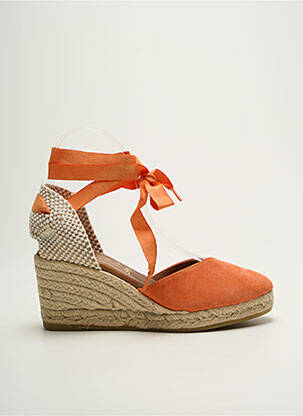 Espadrilles fermeture lacets talon de 7 à 9cm orange LA MAISON DE L'ESPADRILLE femme