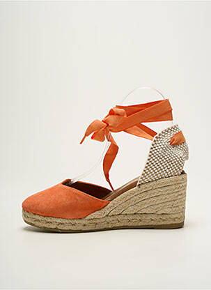 Espadrilles nubuck talon de 7 à 9cm orange LA MAISON DE L'ESPADRILLE femme