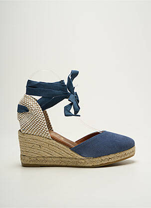 Espadrilles fermeture lacets talon de 7 à 9cm bleu LA MAISON DE L'ESPADRILLE femme