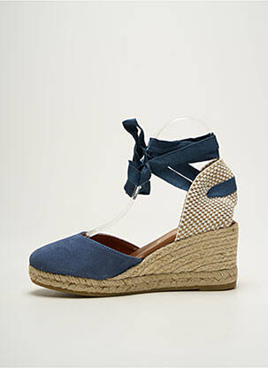 Espadrilles nubuck talon de 7 à 9cm bleu LA MAISON DE L'ESPADRILLE femme