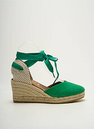 Espadrilles fermeture lacets talon de 7 à 9cm vert LA MAISON DE L'ESPADRILLE femme