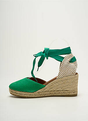 Espadrilles nubuck talon de 7 à 9cm vert LA MAISON DE L'ESPADRILLE femme