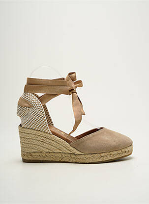 Espadrilles nubuck talon de 7 à 9cm beige LA MAISON DE L'ESPADRILLE femme