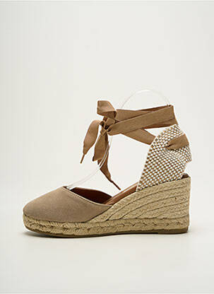 Espadrilles nubuck talon de 7 à 9cm beige LA MAISON DE L'ESPADRILLE femme